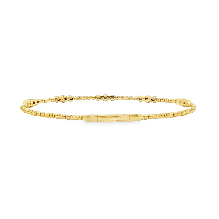 14K Yellow Gold 3-Bezel Flexi Diamond Bangle – 7", 0.50ctw, 5.7g