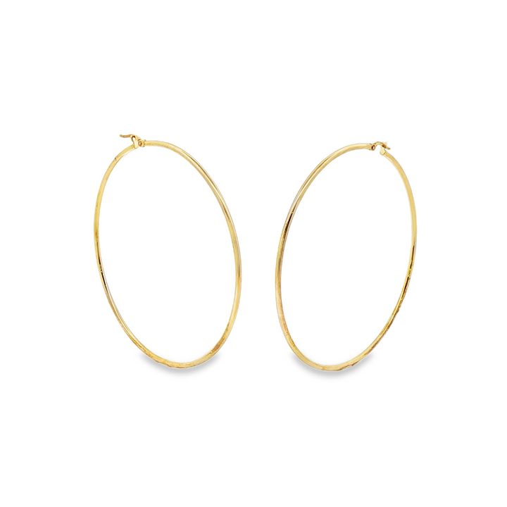 14K Yellow Gold 70mm x 2mm Hoop Earrings – 3.5g