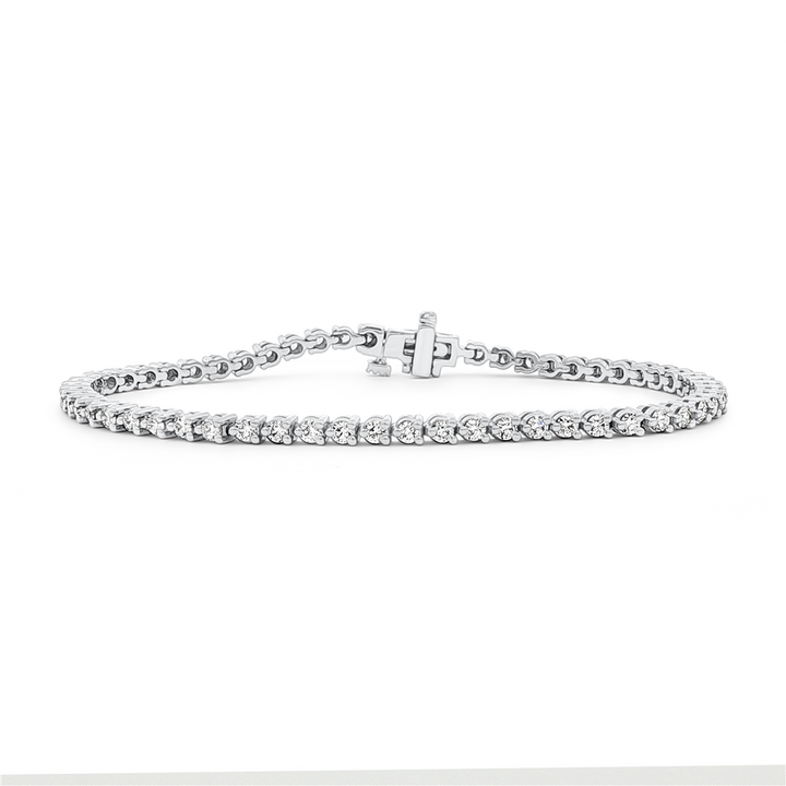 14K White Gold Natural Diamond Tennis Bracelet – 2.5mm, 7", approx. 1.96 CTW, 8.8g