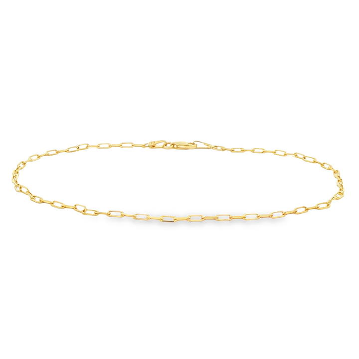 14K Yellow Gold Anchor Anklet – 1.85mm, 10", 2g