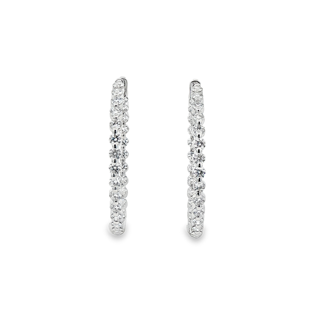 18K White Gold Diamond Hoop Earrings – 2.94ctw, 33mm (9.2g)