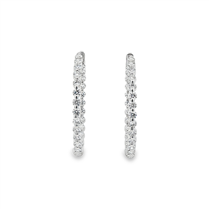 18K White Gold Diamond Hoop Earrings – 2.94ctw, 33mm (9.2g)