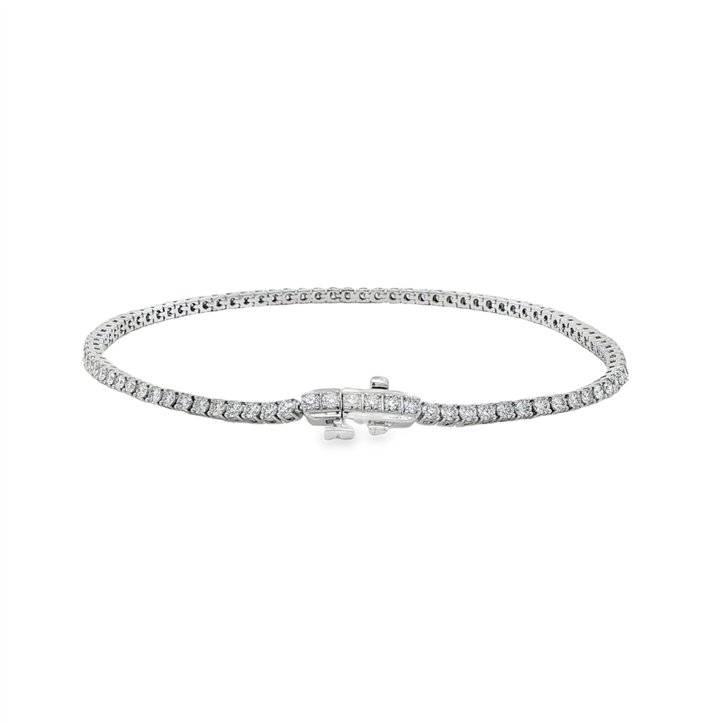 14K White Gold 2mm Lab Grown Diamond Tennis Bracelet – 1.99ctw.