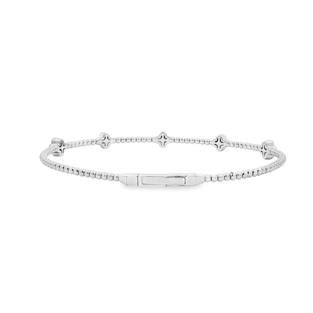 14K White Gold Small Five-Flower Diamond Flexi Bracelet – 0.35ctw.