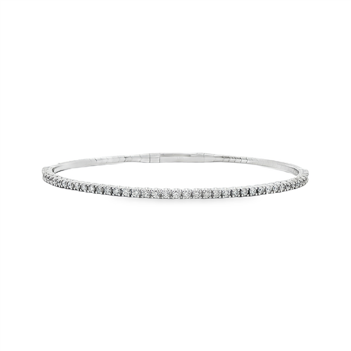 14K White Gold Diamond Flexi Bangle Bracelet - 0.75ctw.