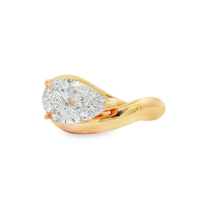 14K Yellow Gold Curved Lab Grown Diamond Engagement Ring – 2.07ctw