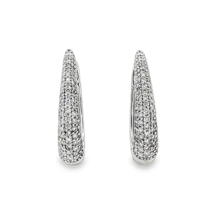 14K White Gold 17.5x3.8mm Natural Diamond Hoop Earrings – 0.50ctw.