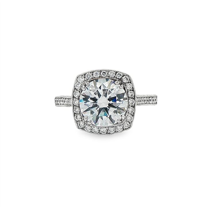 18K White Gold Hand-Engraved Semi-Mount Engagement Ring – 0.50ctw.