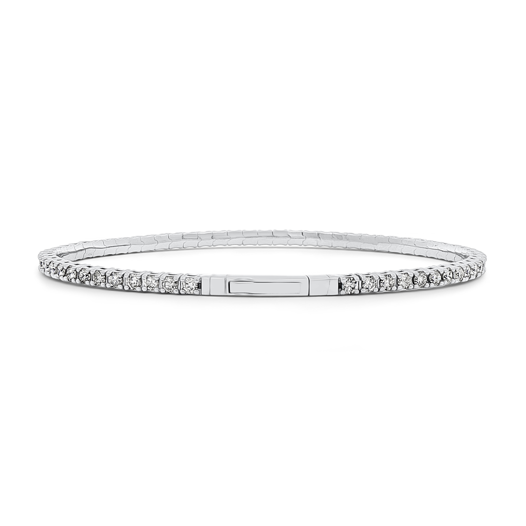 14K White Gold Natural Diamond Flexi Bangle – 2.00ctw.