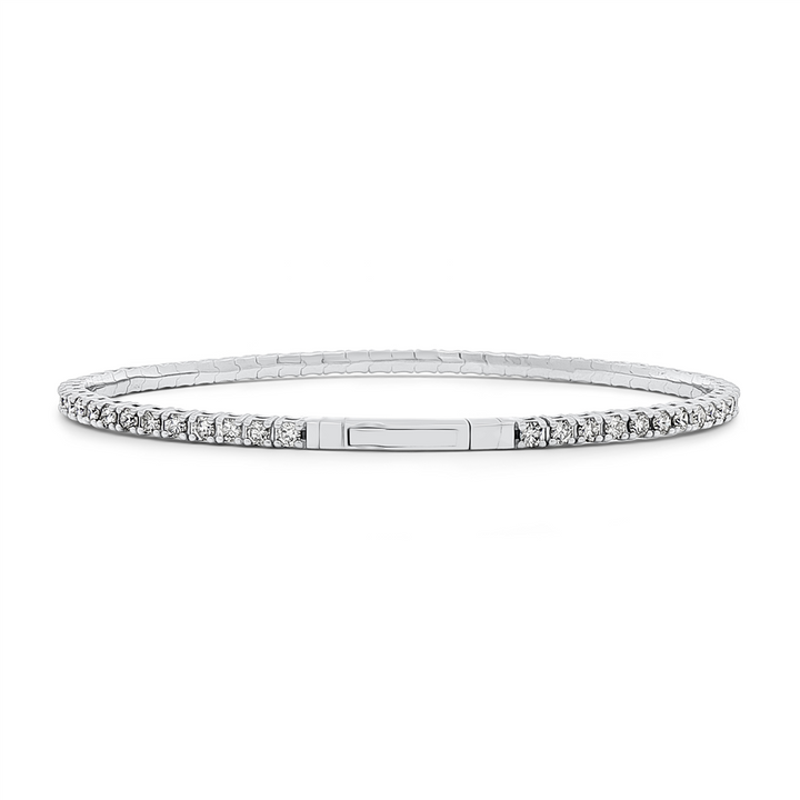 14K White Gold Natural Diamond Flexi Bangle – 2.00ctw.