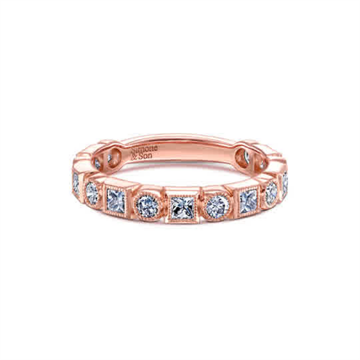 14K Rose Gold Diamond Wedding Band 0.81ctw.