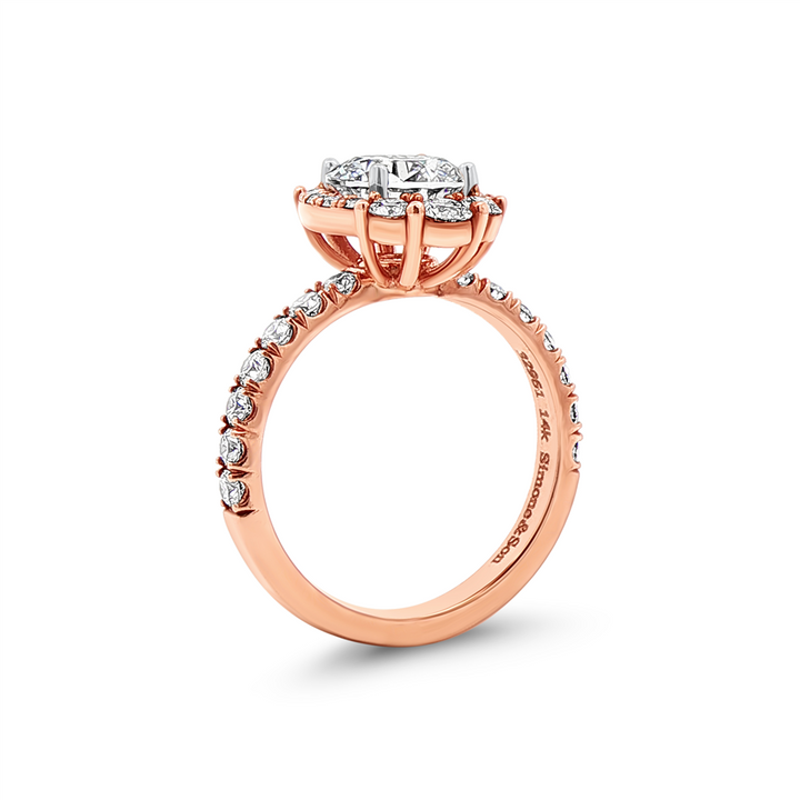 14K Rose Gold Ornate Natural Diamond Semi-Mount Engagement Ring