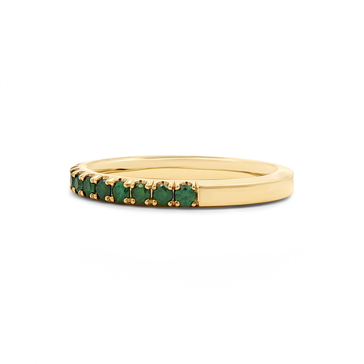 14K Yellow Gold Forest Green Natural Diamond Band – 0.46ctw, RN-149, Size 6.5, 2.7g