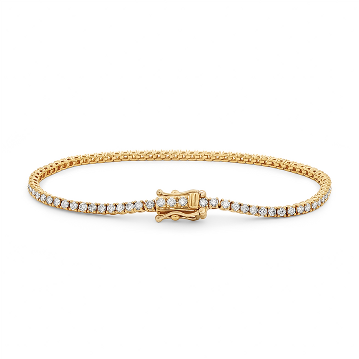 14K Yellow Gold Natural Diamond 2.2mm Tennis Bracelet – 1.93ctw.