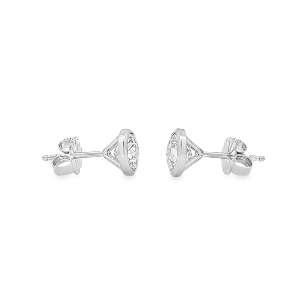 14K White Gold Lab Diamond Bezel Stud Earrings – 1.50ctw.