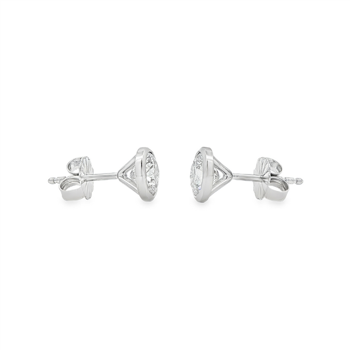 14K White Gold Lab Diamond Bezel Stud Earrings – 1.50ctw.