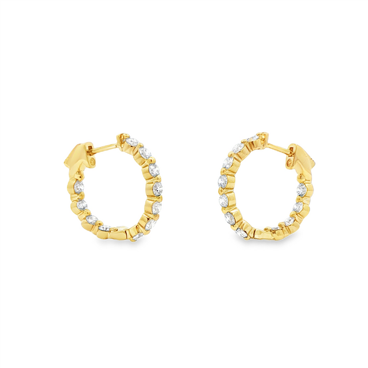 14K Yellow Gold 20mm Inside-Out Lab Grown Diamond Hoop Earrings – 1.97ctw.