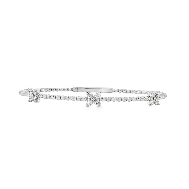 14K White Gold Diamond Flexi Bangle Bracelet - 0.35ctw.