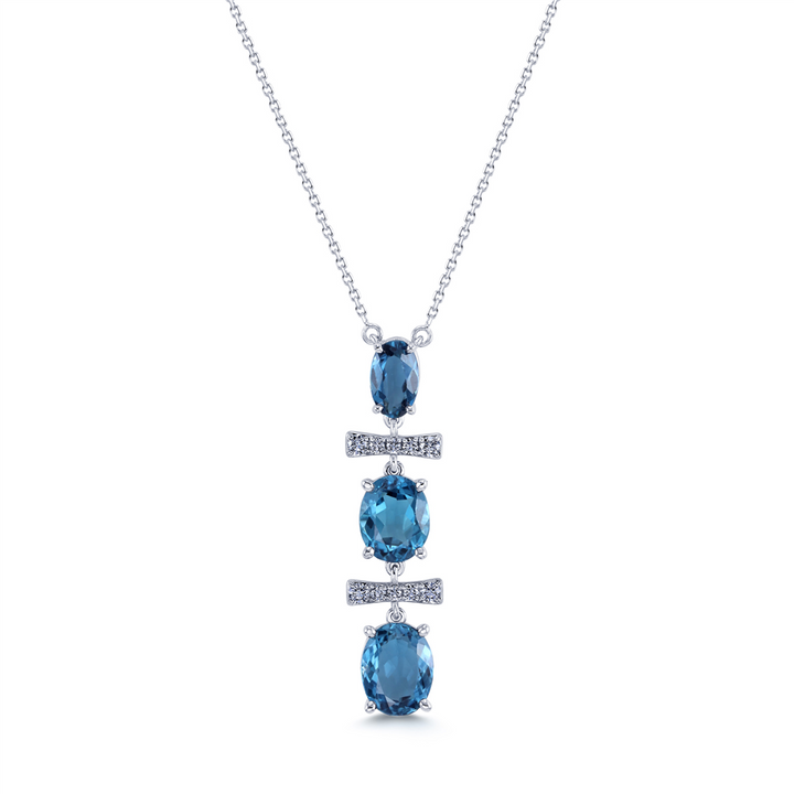 14K White Gold Blue Topaz Pendant 2.34ctw.