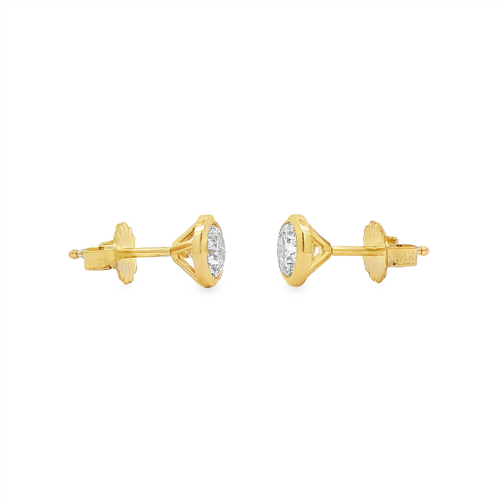 14K Yellow Gold Lab Diamond Bezel Stud Earrings – 1.05ctw, VVS2-D, IGI Certified