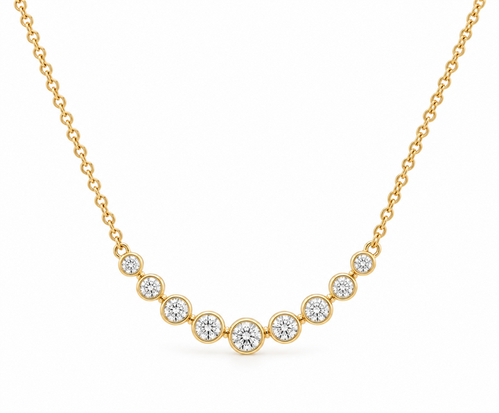 14K Yellow Gold Natural Diamond Bezel-Set Smile Necklace – 0.34ctw