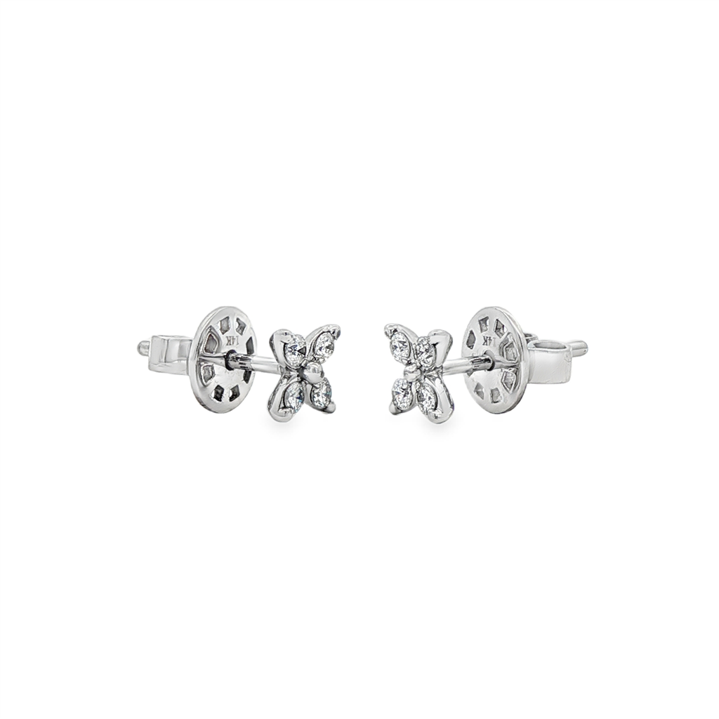 14K White Gold Butterfly Diamond Stud Earrings – 0.24ctw.