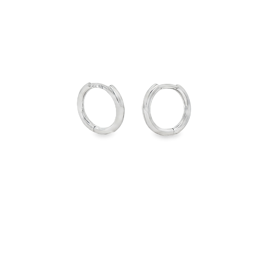 14K White Gold Huggie Earrings 2x8mm – 1.5g