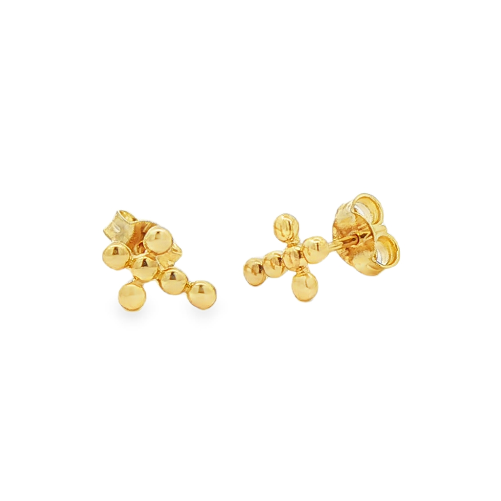 14K Yellow Gold Cross Stud Earrings – 1.1g