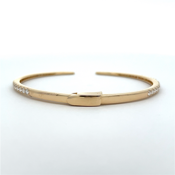 14K Yellow Gold Open Cuff Diamond Bracelet - 0.52ctw.