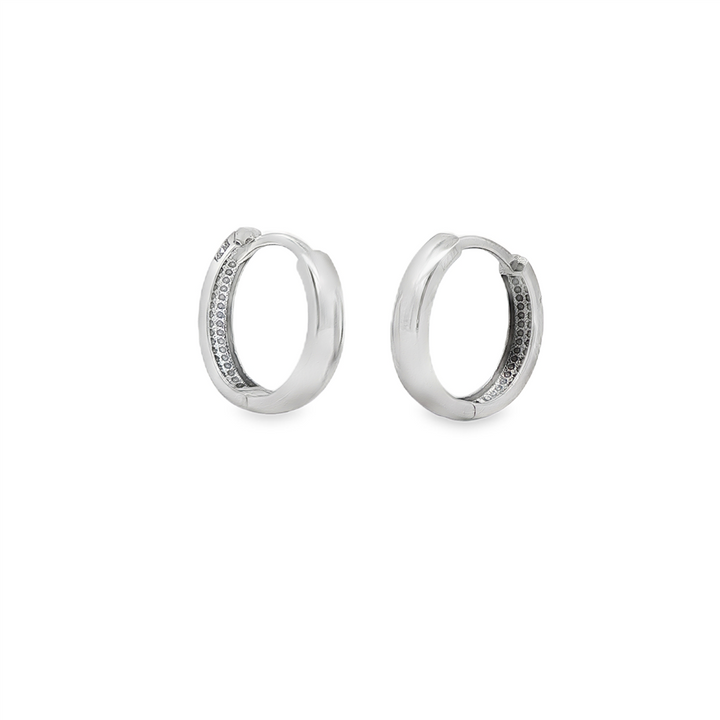 14K White Gold Huggie Earrings 3x12mm – 2g