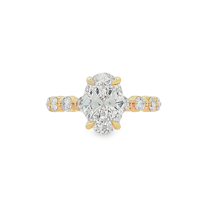 14K Yellow Gold Bubble Engagement Ring – 0.66ctw Accent Lab Diamonds