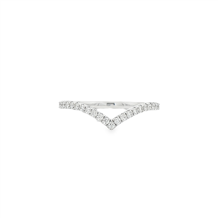 14K White Gold Natural Diamond Chevron Wedding Band – 0.26ctw.