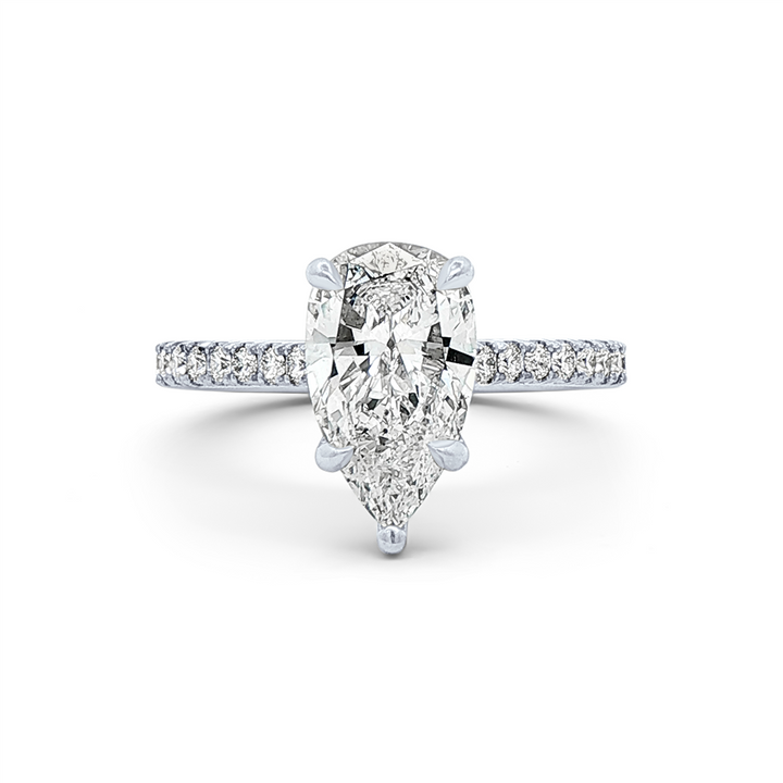 Platinum Hidden Halo Natural Diamond Semi-Mount Engagement Ring