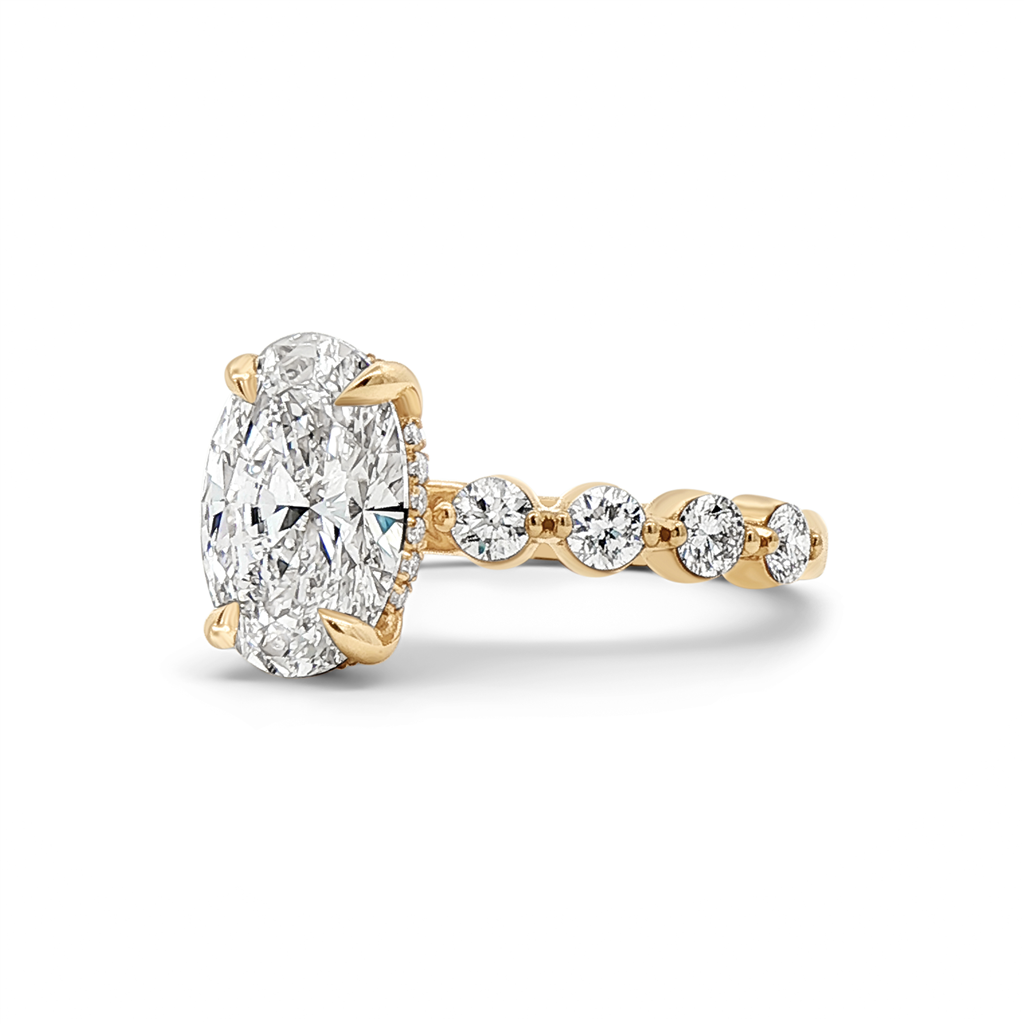 14K Yellow Gold Bubble Lab Grown Diamond Semi-Mount Engagement Ring (Oval)