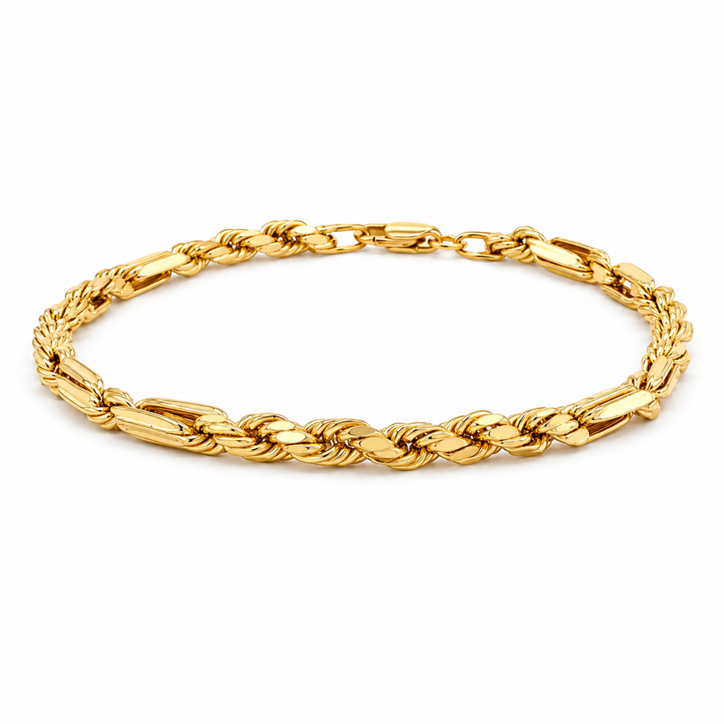 Estate 10K Yellow Gold Fancy Rope Bracelet – 7.5"