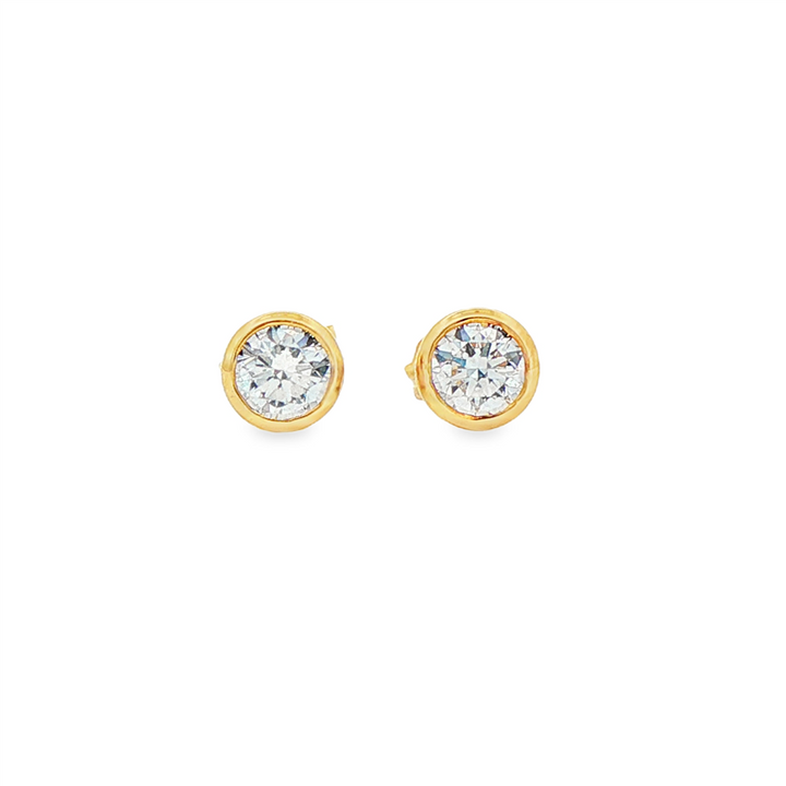 14K Yellow Gold Lab Grown Diamond Bezel Stud Earrings – 0.50ctw.