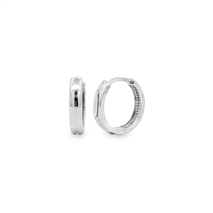 14K White Gold Huggie Earrings 3x12mm – 2g