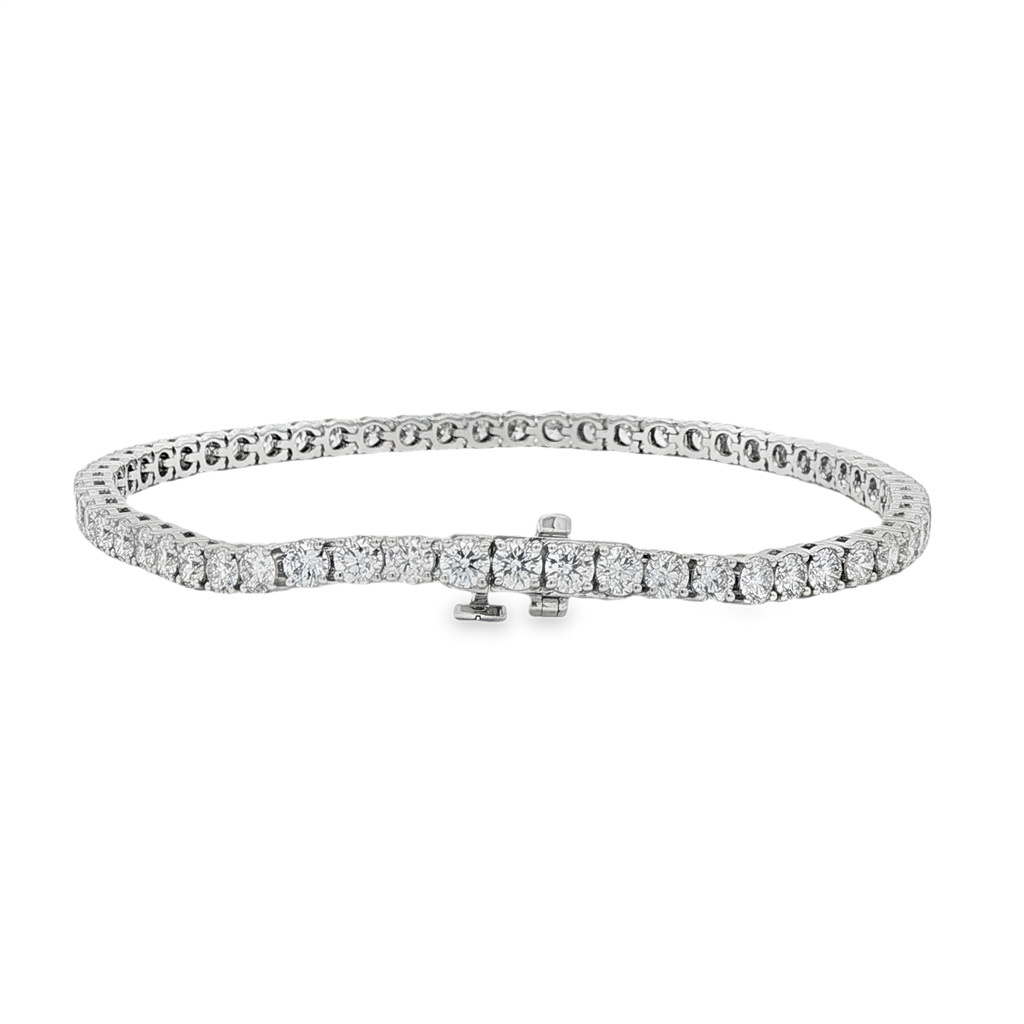 14K White Gold 3mm Lab Grown Diamond Tennis Bracelet – 5.15ctw.