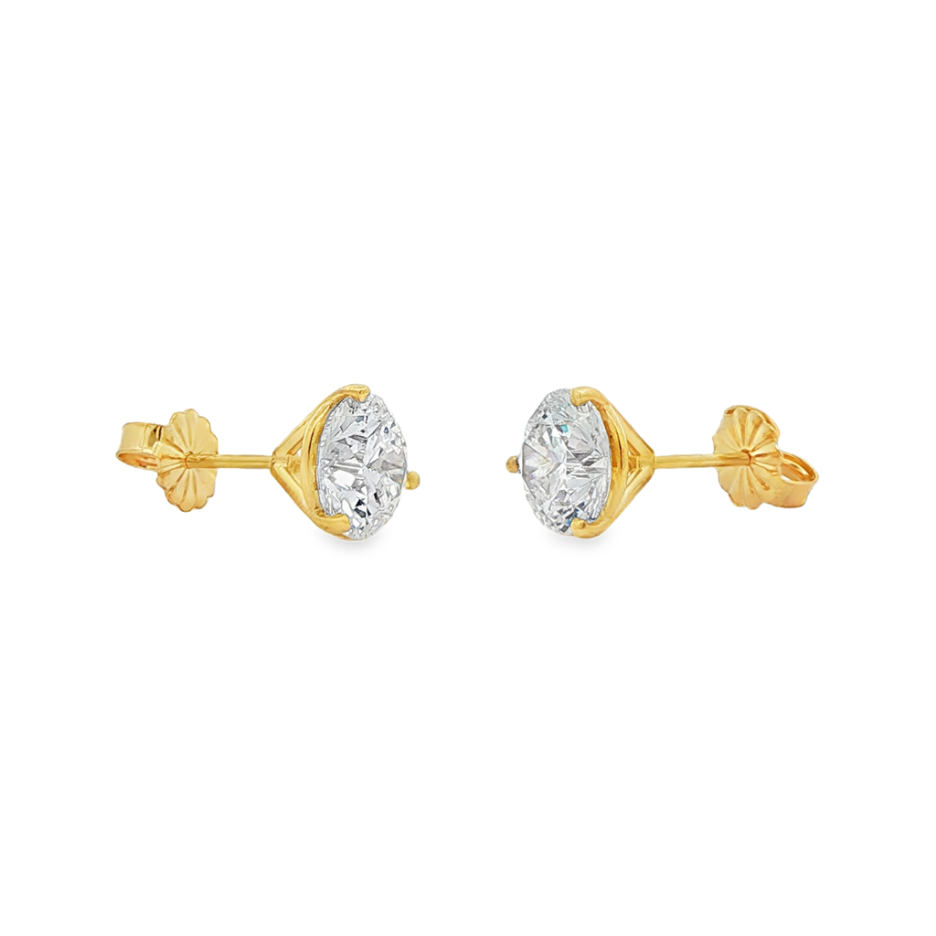 14K Yellow Gold Lab Diamond Stud Earrings – 3.07ctw.