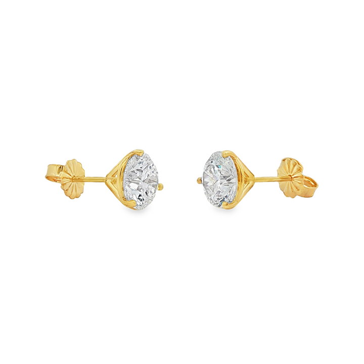 14K Yellow Gold Lab Diamond Stud Earrings – 3.07ctw.