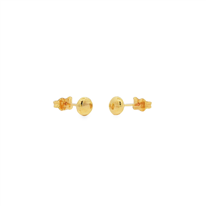 14K Yellow Gold Flat Button Stud Earrings 5.5mm – 0.6g
