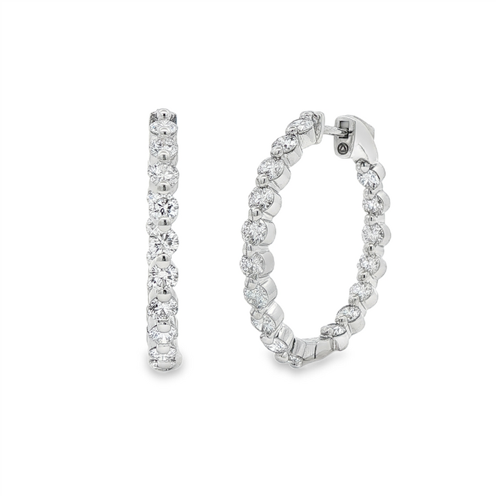 14K White Gold Lab Grown Diamond Inside Out Hoop Earrings – 3.01ctw.