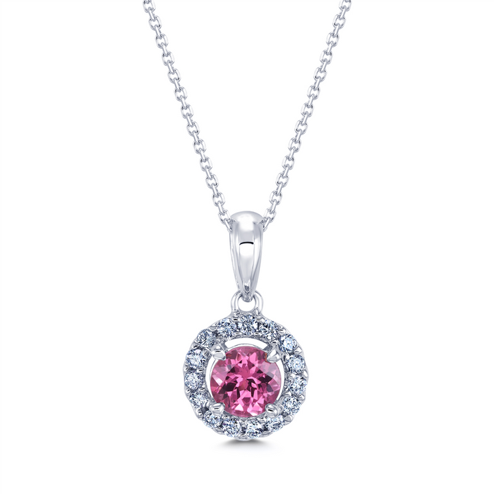 14K White Gold Pendant With 0.45ct Pink Spinel & 0.14ctw. Diamonds