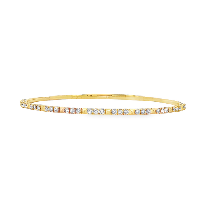 14K Yellow Gold Studded Flexi Natural Diamond Bangle – 0.85ctw, 5.3g