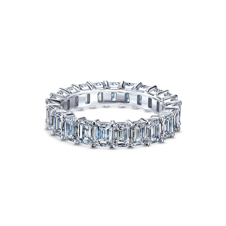 Platinum Emerald Cut Eternity Band Natural diamonds - 4.40ctw.