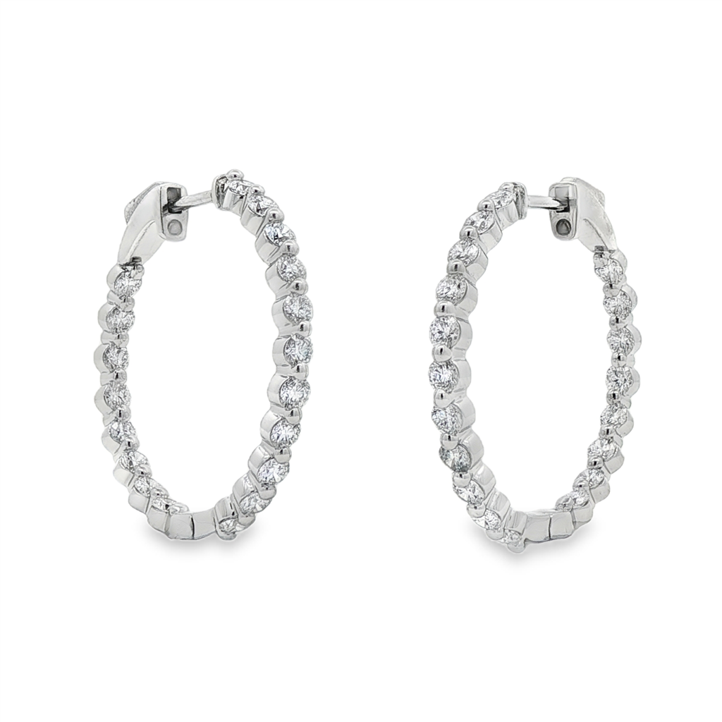 14K White Gold 27mm Inside-Out Lab Grown Diamond Hoop Earrings – 2.09ctw.
