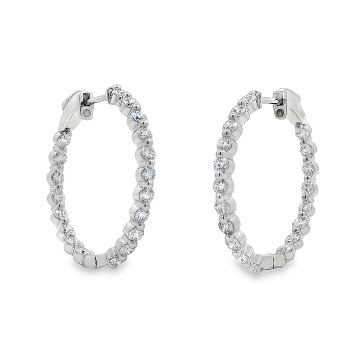 14K White Gold 27mm Inside-Out Lab Grown Diamond Hoop Earrings – 2.09ctw.