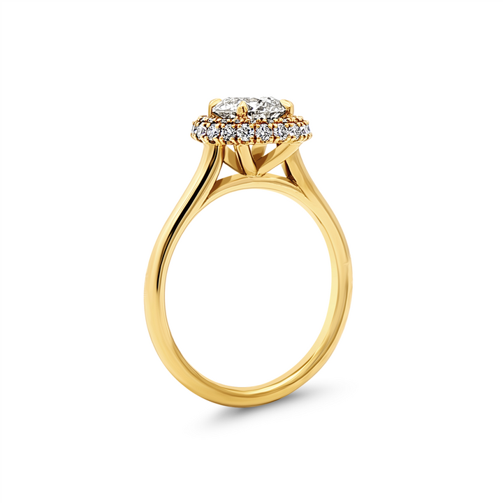 18K Yellow Gold Natural Diamond Halo Semi-Mount Engagement Ring