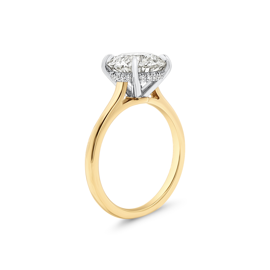 Platinum & 18K Yellow Gold Hidden Halo Natural Diamond Semi-Mount Engagement Ring