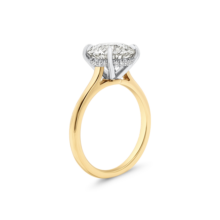 Platinum & 18K Yellow Gold Hidden Halo Natural Diamond Semi-Mount Engagement Ring